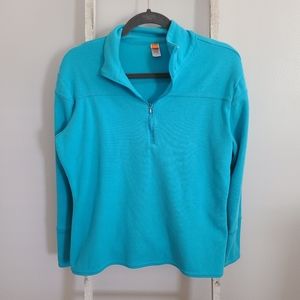 Lucy XL blue quarter zip zipper sleeve detail athleisure pullover